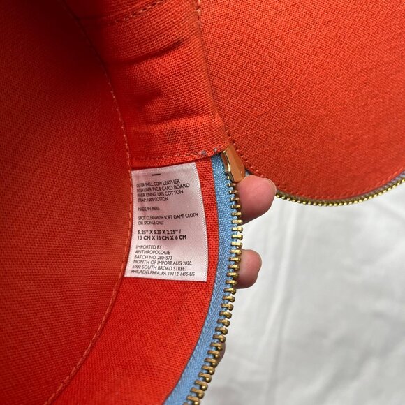 Anthropologie Shibori Round Blue Dyed Leather Boho Crossbody Bag purse - Picture 3 of 10